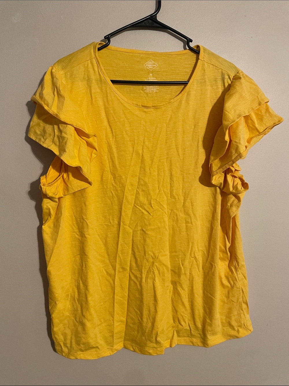 St. John's Bay Sunny Yellow Ruffle Sleeve Tee